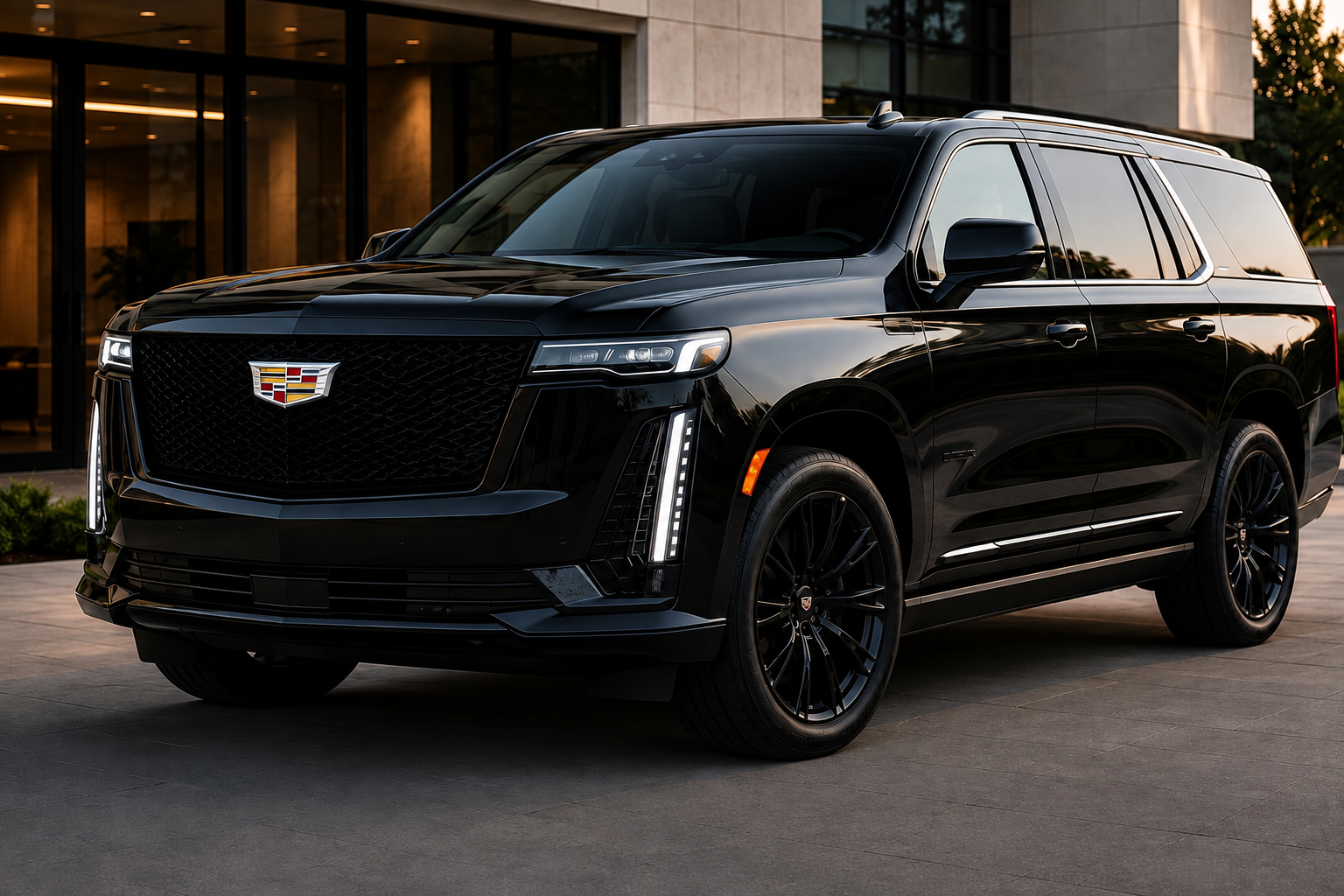 Black Cadillac Escalade 2026 for executive transportation in Los Angeles